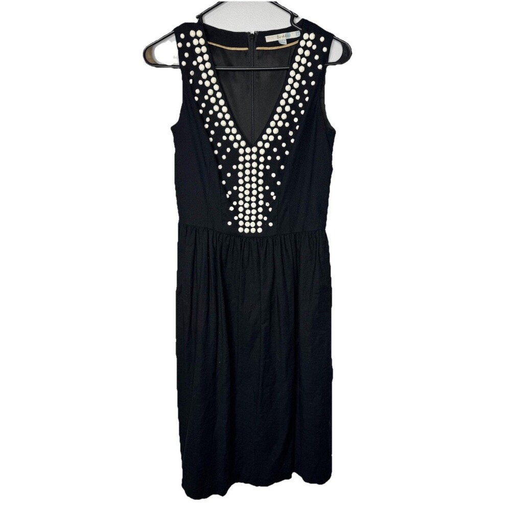 Boden A-line Dress Women's Casual  Black 100% Cotton Size 4 Long Tall